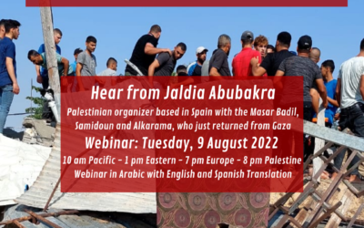 9 August, Webinar: Urgent Report from Gaza – How We can Fight Back and Confront Zionist Aggression