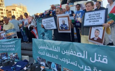 Beirut: Solidarity stand with Palestinian journalists in the Gaza Strip on international day of action